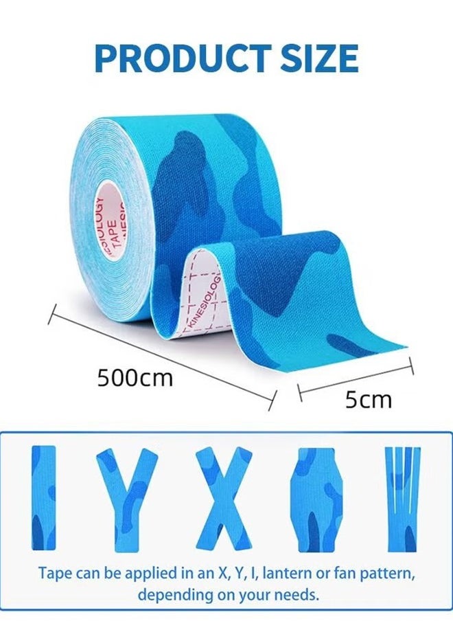 2 Pack Kinesiology Tape - Camouflage Sports Tape Athletic Recovery Pain Relieve Strong Adhesion Waterproof Sports Theraeputic Tape for Muscle Pain Relief and Joint Support
