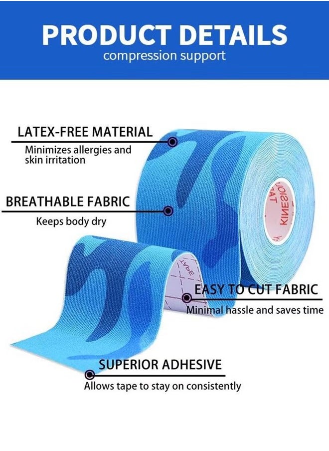 2 Pack Kinesiology Tape - Camouflage Sports Tape Athletic Recovery Pain Relieve Strong Adhesion Waterproof Sports Theraeputic Tape for Muscle Pain Relief and Joint Support