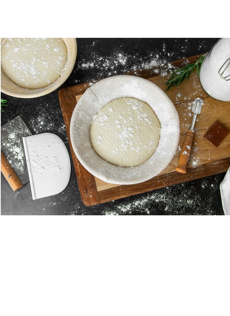 Kook Proofing Set, Sourdough Bread, 2 Rattan 9 Inch Banneton Baskets, 2 Basket Covers, Metal Scraper, Plastic Scraper, Scoring Lame, 5 Blades and Case, Baking Kit, Dough Bowls, Round Shape