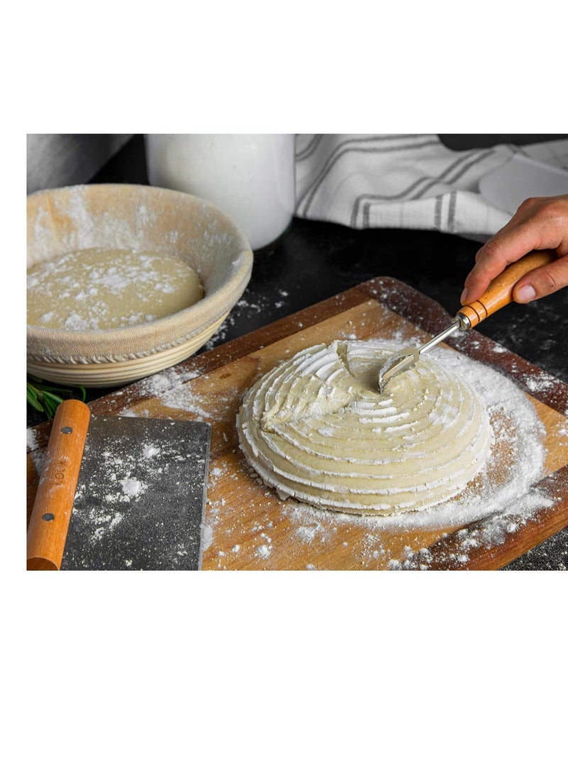 Kook Proofing Set, Sourdough Bread, 2 Rattan 9 Inch Banneton Baskets, 2 Basket Covers, Metal Scraper, Plastic Scraper, Scoring Lame, 5 Blades and Case, Baking Kit, Dough Bowls, Round Shape
