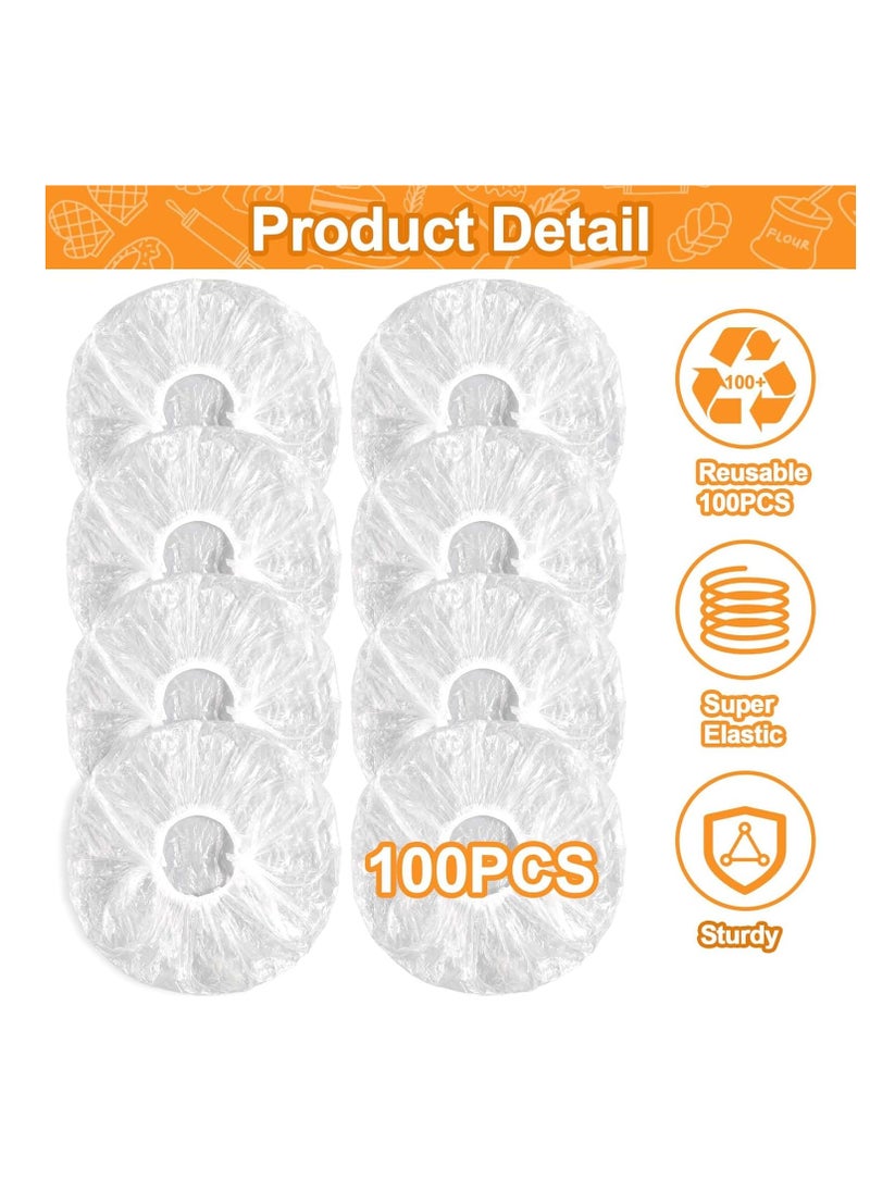 100PCS Bowl Covers for Bread Proofing, Reusable Elastic Sourdough Bread Baking Supplies, Plastic Bowl Covers for Bread Rising, Stretchable Plastic Wrap for Storage Containers