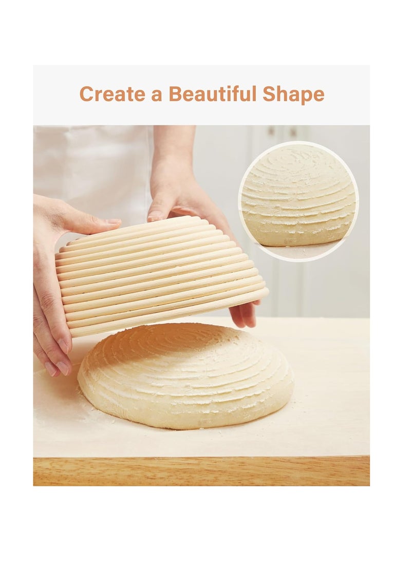 Kootek Banneton Bread Proofing Basket, 9 Inch Round Sourdough Starter Kit, Bread Baking Supplies Tools with Proofing Basket for Bread Making, Dough Whisk, Bread Lame, Banneton Basket Gift Set