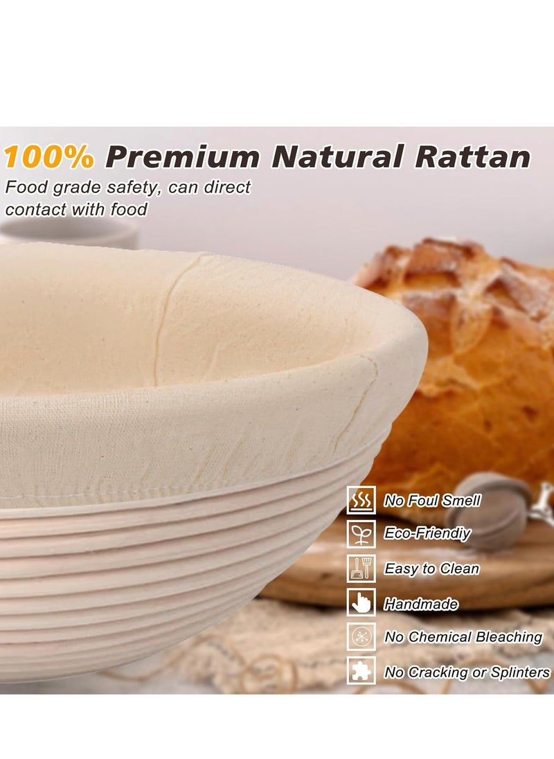 Large Sourdough Bread Baking Supplies, 10 Inch Round &12 Oval Banneton Bread Proofing Basket, Sourdough Starter Kit for Making Baking Fermentation