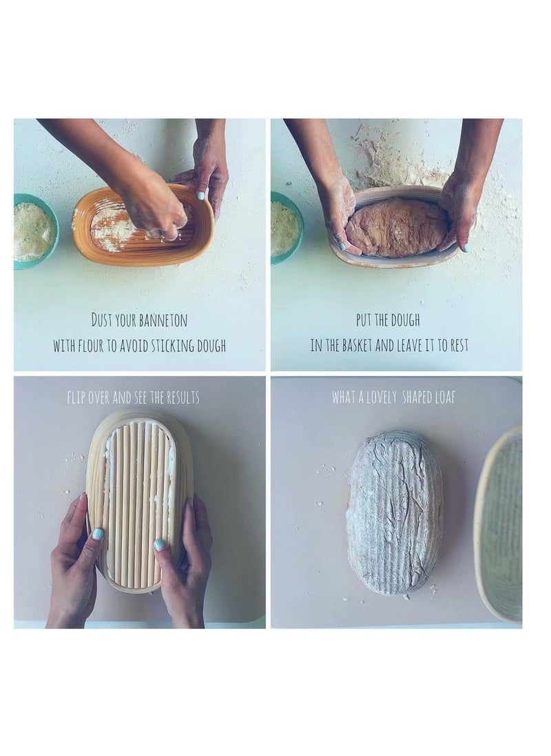 15 inches Baguette Banneton Bread Proofing Basket and Linen Liner Set 2 Pack