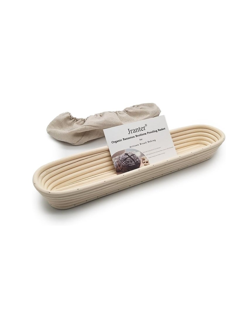 15 inches Baguette Banneton Bread Proofing Basket and Linen Liner Set 2 Pack