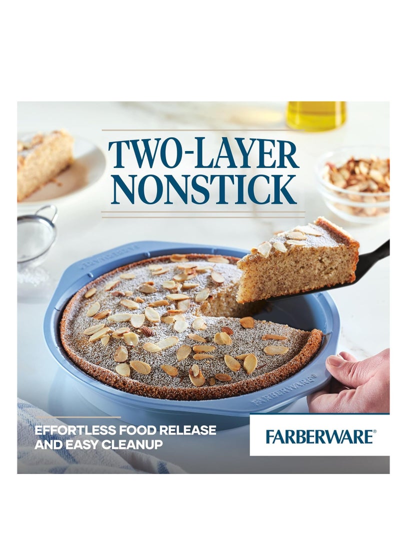 Farberware Easy Solutions Nonstick Bakeware Round Cake Pan, 9 Inch with Portion Marks and Fill Line - Blue