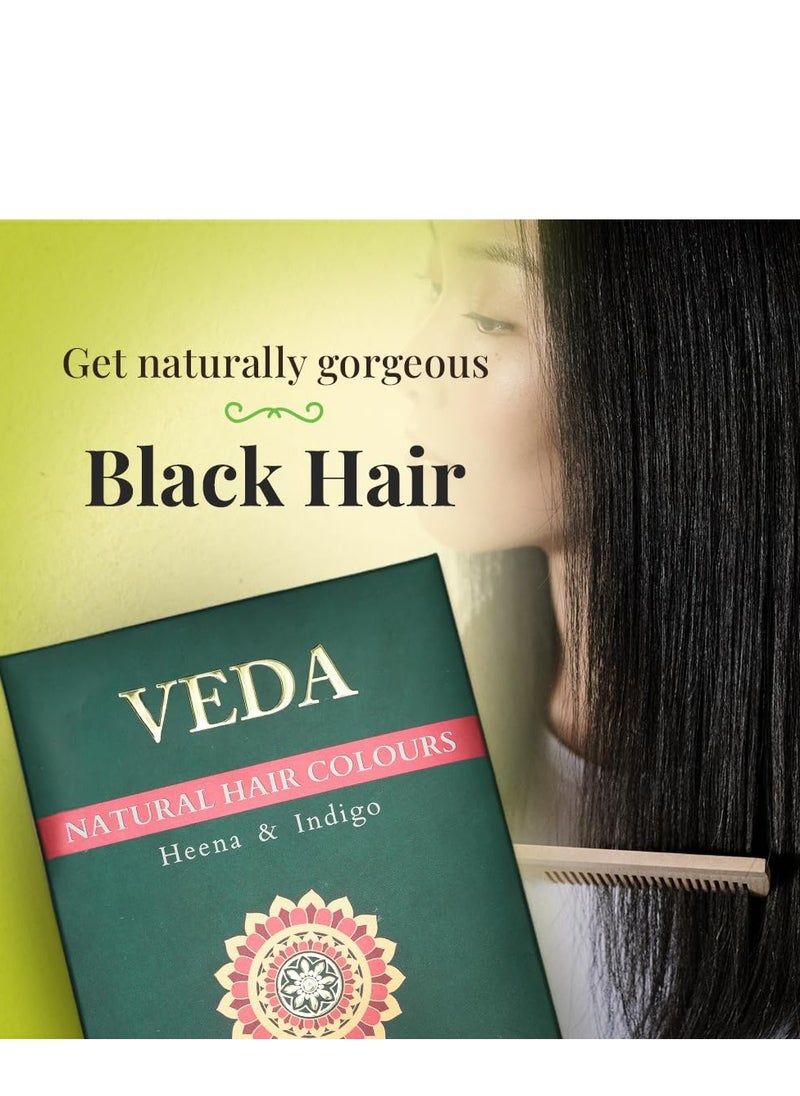 VEDA Natural Colours For Black Hair|Henna Powder, Indigo Powder, Hair Pack)|Long Lasting Natural Hair, 1 Count