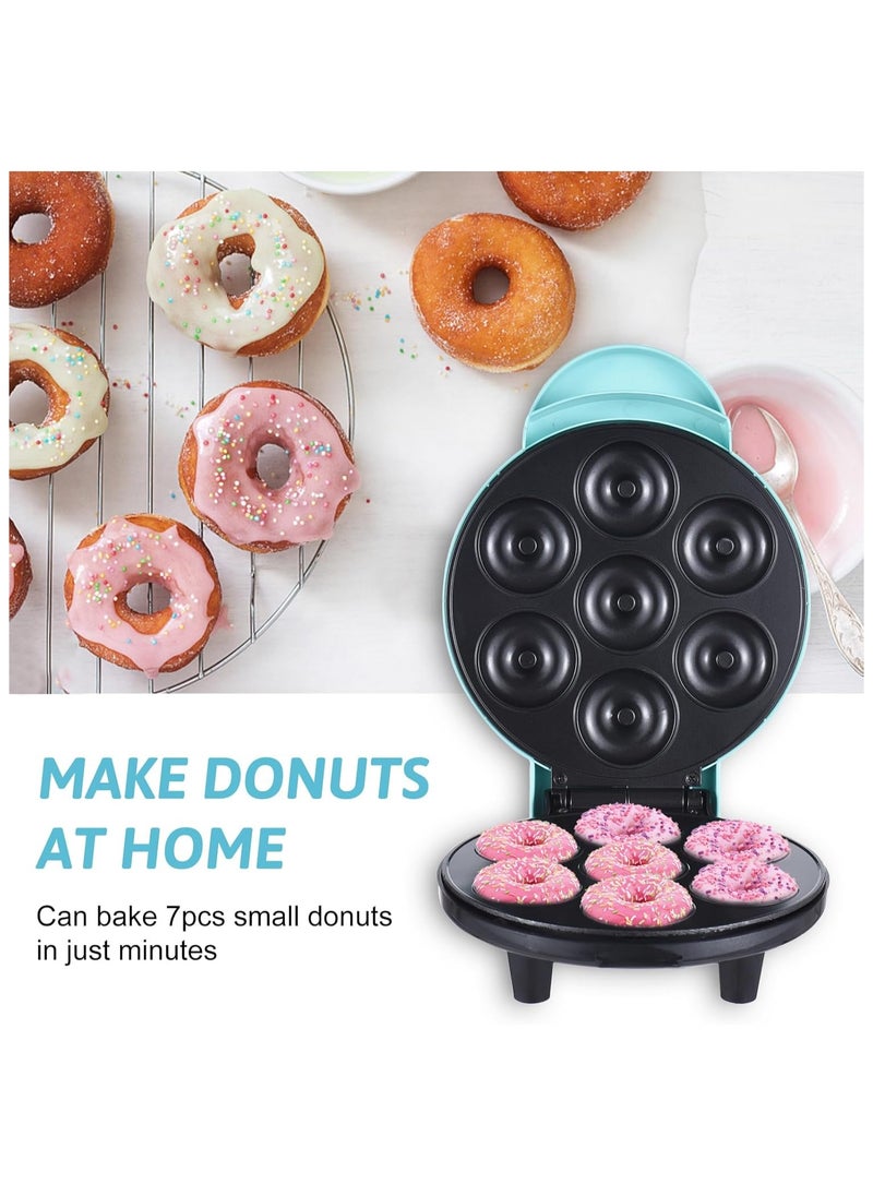 Mini Donut Maker Machine Makes 7 Doughnuts 650W Double-sided Heating Non-stick Coating Electric Donut Maker Machine for Kid-Friendly Breakfast Dessert Snack Perfect for Family Party Cake