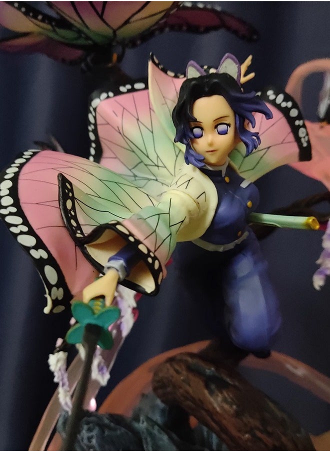 Demon Slayer: Kimetsu no Yaiba Cube Butterfly Ninja Action Figure Decorative Resin Sculpture Home Decor Statue, Art Figurine Home Ornament Decoration for Office, Living Room, Bedroom, Book Shelf, TV Cabinet, Desktop