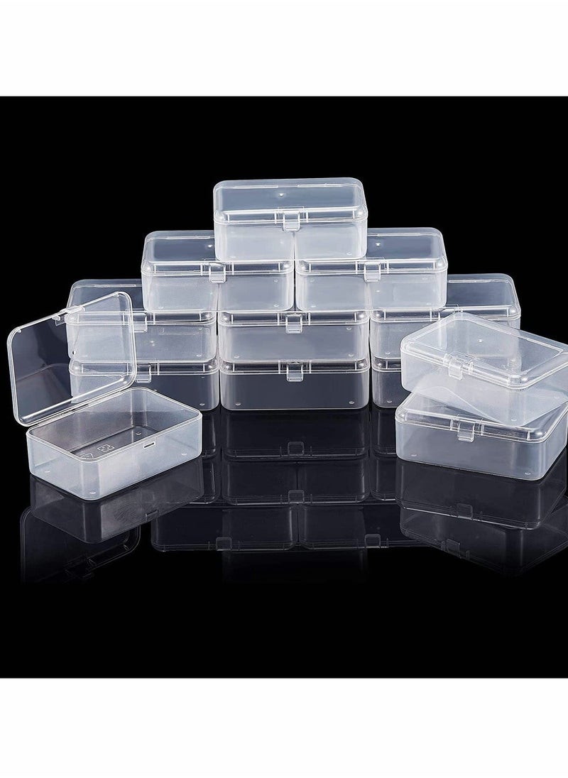 12 Pack Clear Plastic Beads Storage Containers Box with Hinged Lid for Beads and More, Mini Plastic Storage Containers with Lids for Small Items and Other Craft Projects Rectangular