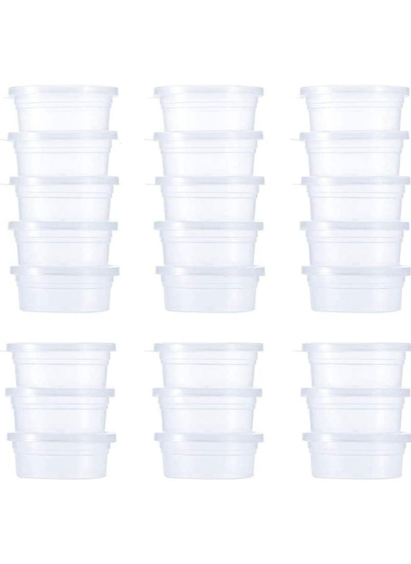 Slime Storage Containers 24 Pack, Leakproof Clear Plastic Foam Ball Storage Cups Storage Jars Containers With Lids Slime Pots Tubs