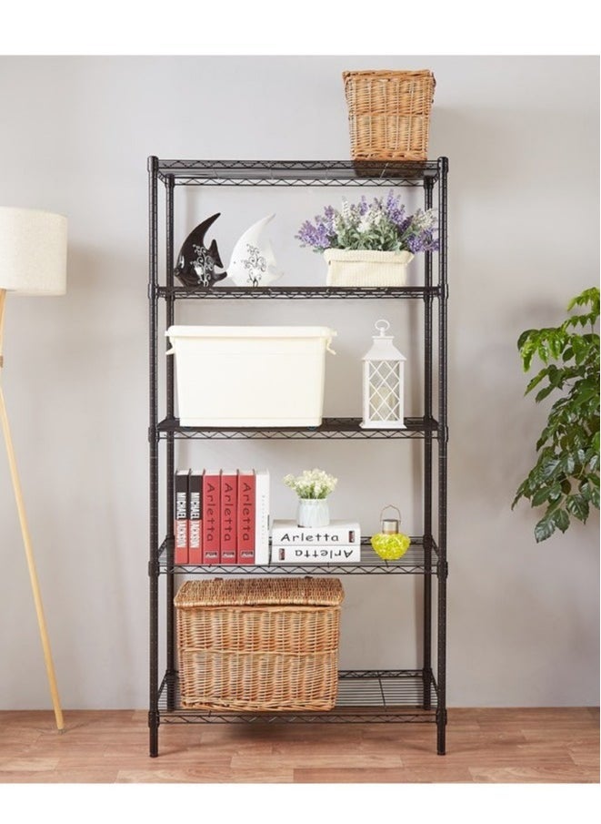 5-Tier Wire Shelving Bathroom Storage, 5 Shelves Unit Metal Kitchen Storage Rack 150 x 55 x 30cm