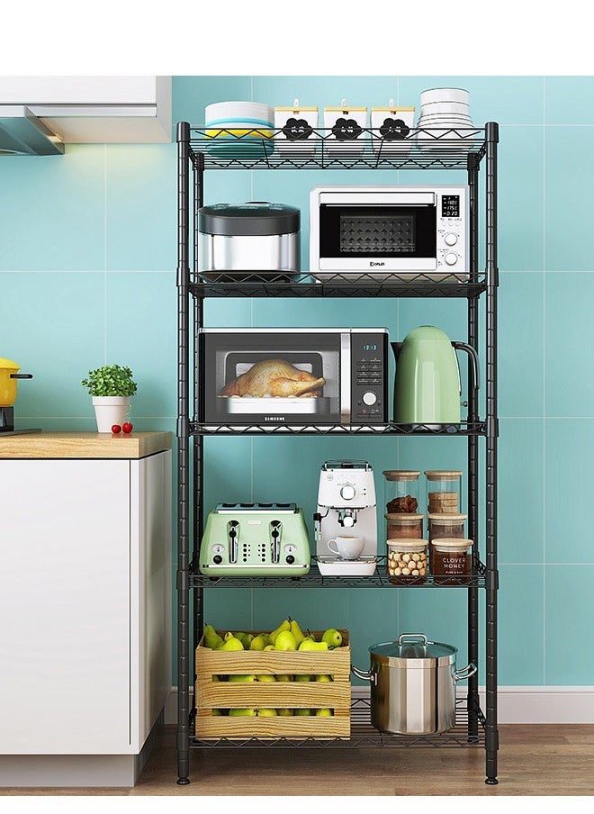 5-Tier Wire Shelving Bathroom Storage, 5 Shelves Unit Metal Kitchen Storage Rack 150 x 55 x 30cm