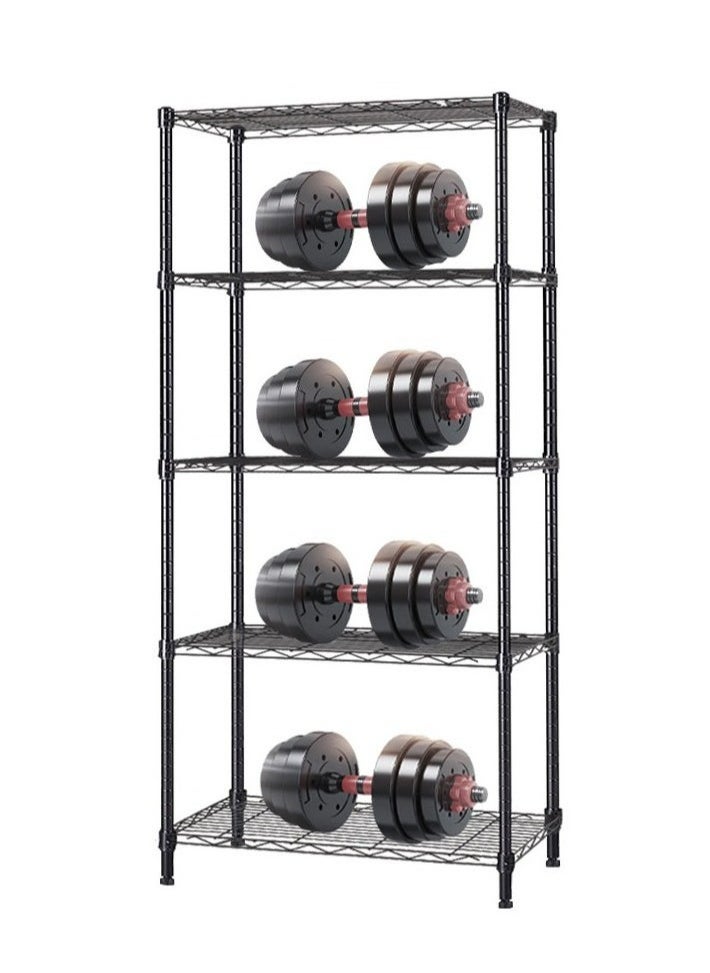 5-Tier Wire Shelving Bathroom Storage, 5 Shelves Unit Metal Kitchen Storage Rack 150 x 55 x 30cm