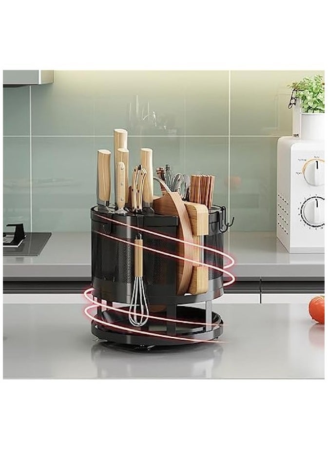 360° rotating countertop storage rack, kitchen countertop chopsticks holder, put knives, knife holder, cutting board, cutting board storage rack