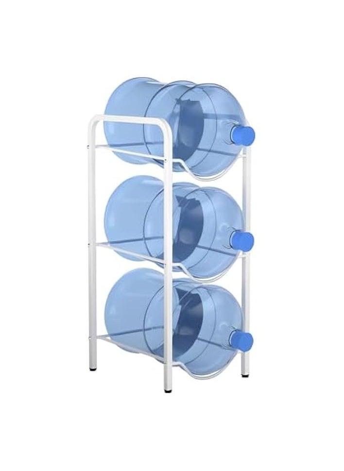 3 Tier Water Bottle Storage Stand for Home, Office, Kitchen Storage Organiser 5 Gallons Shelf Bottle Stand Easy to Assemble (3T-White)