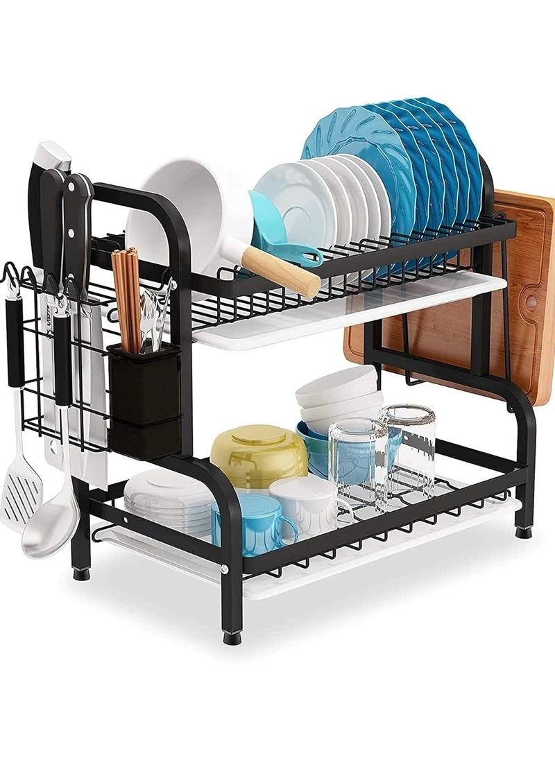 Kitchen Countertop Dish Drying Rack with Sink Drainer & Cutlery Holder