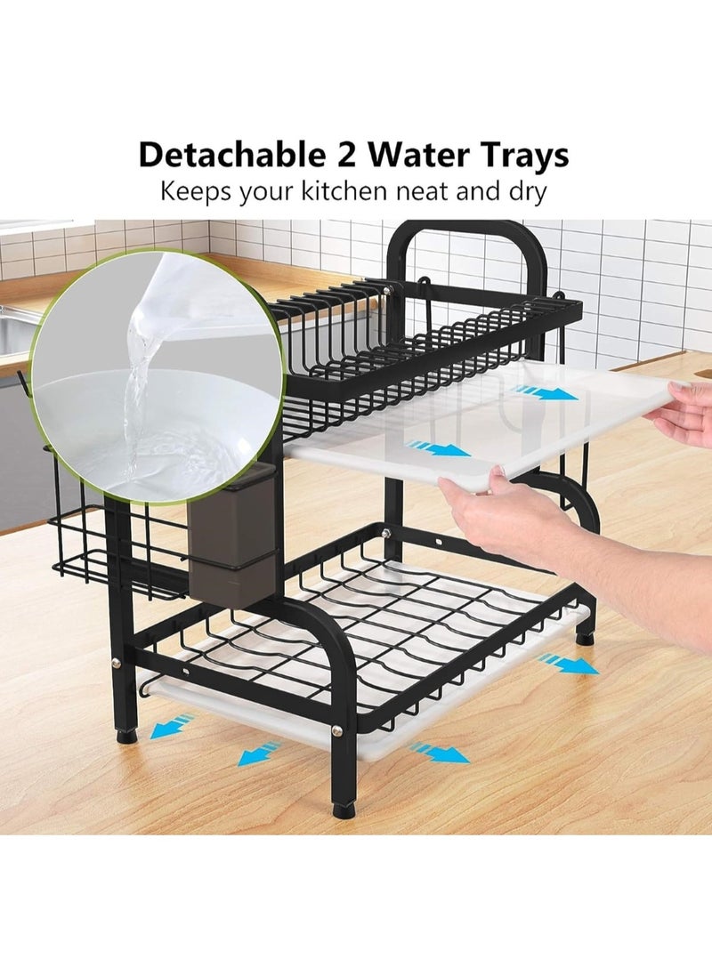 Kitchen Countertop Dish Drying Rack with Sink Drainer & Cutlery Holder