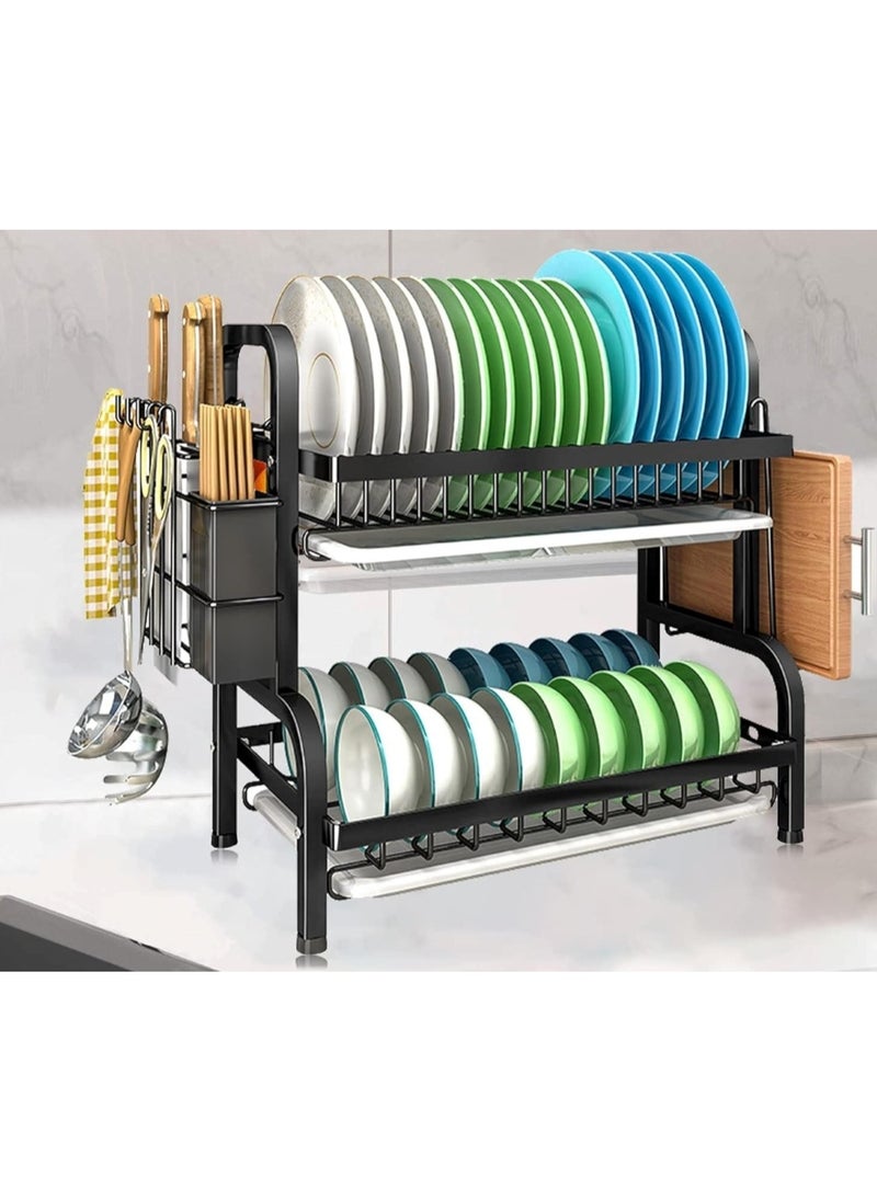 Kitchen Countertop Dish Drying Rack with Sink Drainer & Cutlery Holder