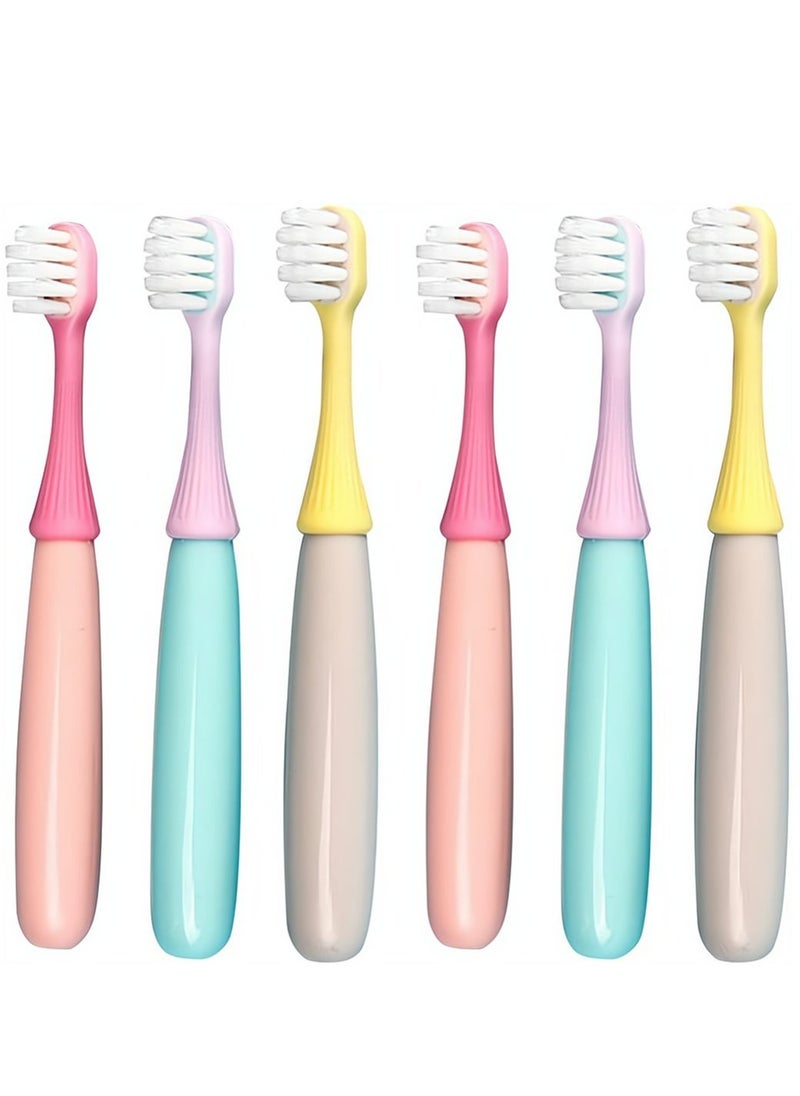 6 Packs Kids Soft Toothbrush Silicone Head Mushroom Oral Care Brush Teeth Cleaning Tool Training Brush Extra Soft Bristles Toddler Toothbrush for 1 - 3 Years Old Random Color