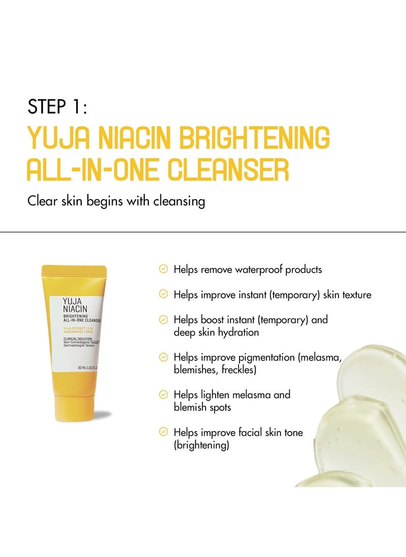 Yuja Niacin Anti-Blemish Starter Kit - Includes Toner 30ml + Serum 10ml + Gel Cream 30g + Sleeping Mask 20g - For Natural Brightning of Skin - Set of 4 Travel Kit