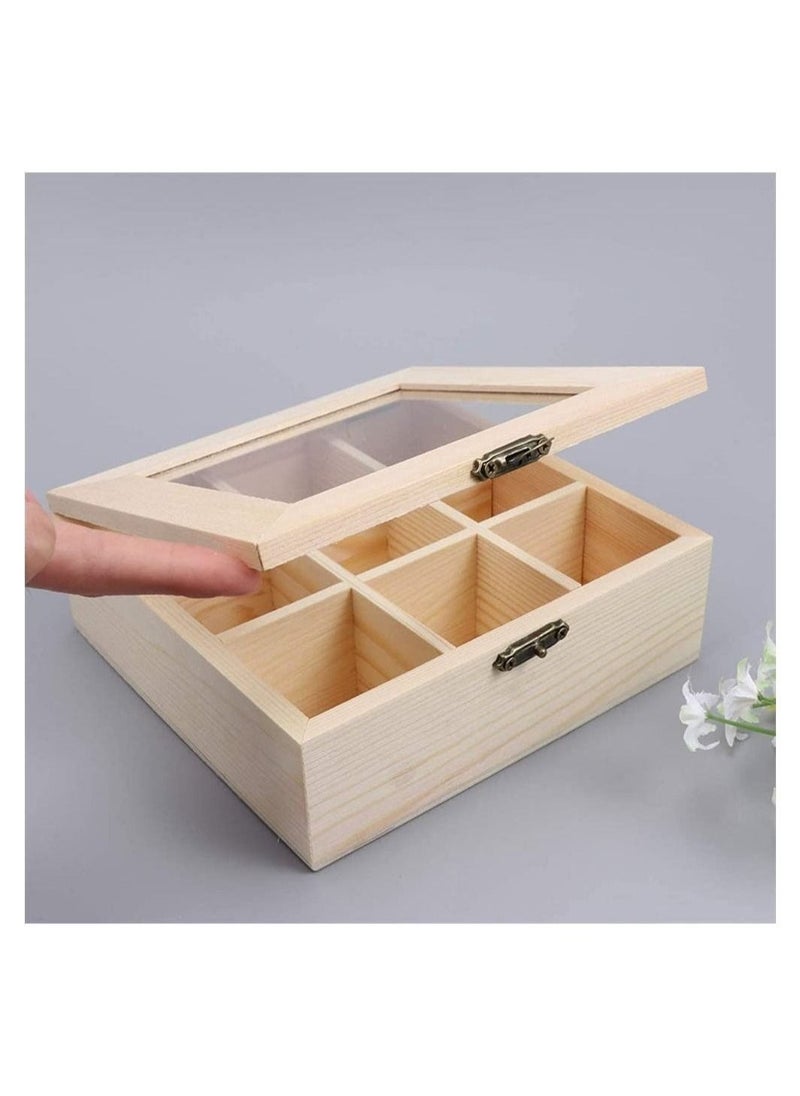 Tea Bag Organizer Storage Box Tea Storage Chest Case Wooden Tea Bag Sorter Jewelry Organizer Storage Box with 9 Compartments for Any Home or Restaurant and Office