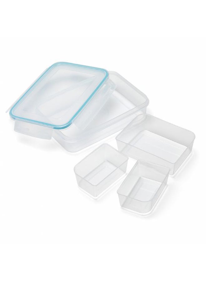 Rectangular Foodsaver With Inserts Clip And Close Container Blue/Clear 22X15X6centimeter