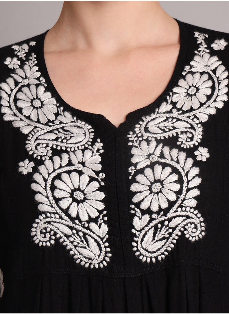 Hand Embroidered Chikankari Rayon Jalabiya-AL4012