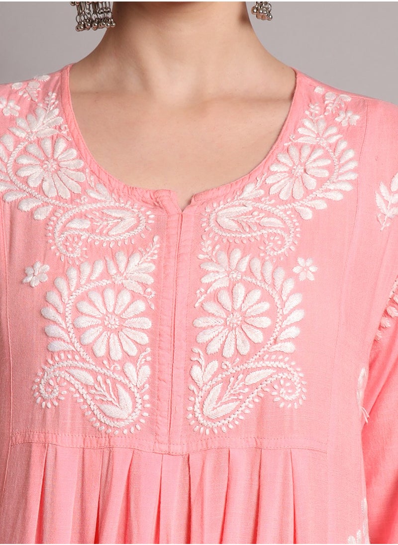 Hand Embroidered Chikankari Rayon Jalabiya-AL4012