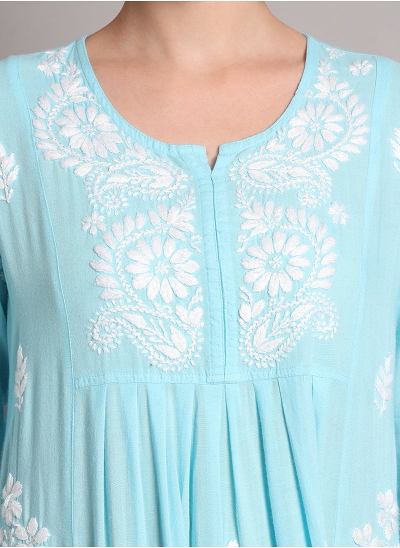 Hand Embroidered Chikankari Rayon Jalabiya-AL4012