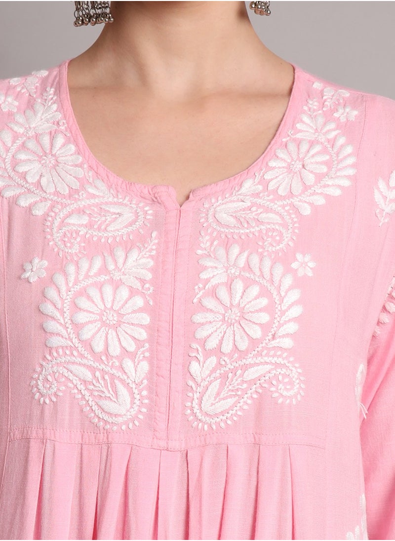 Hand Embroidered Chikankari Rayon Jalabiya-AL4012