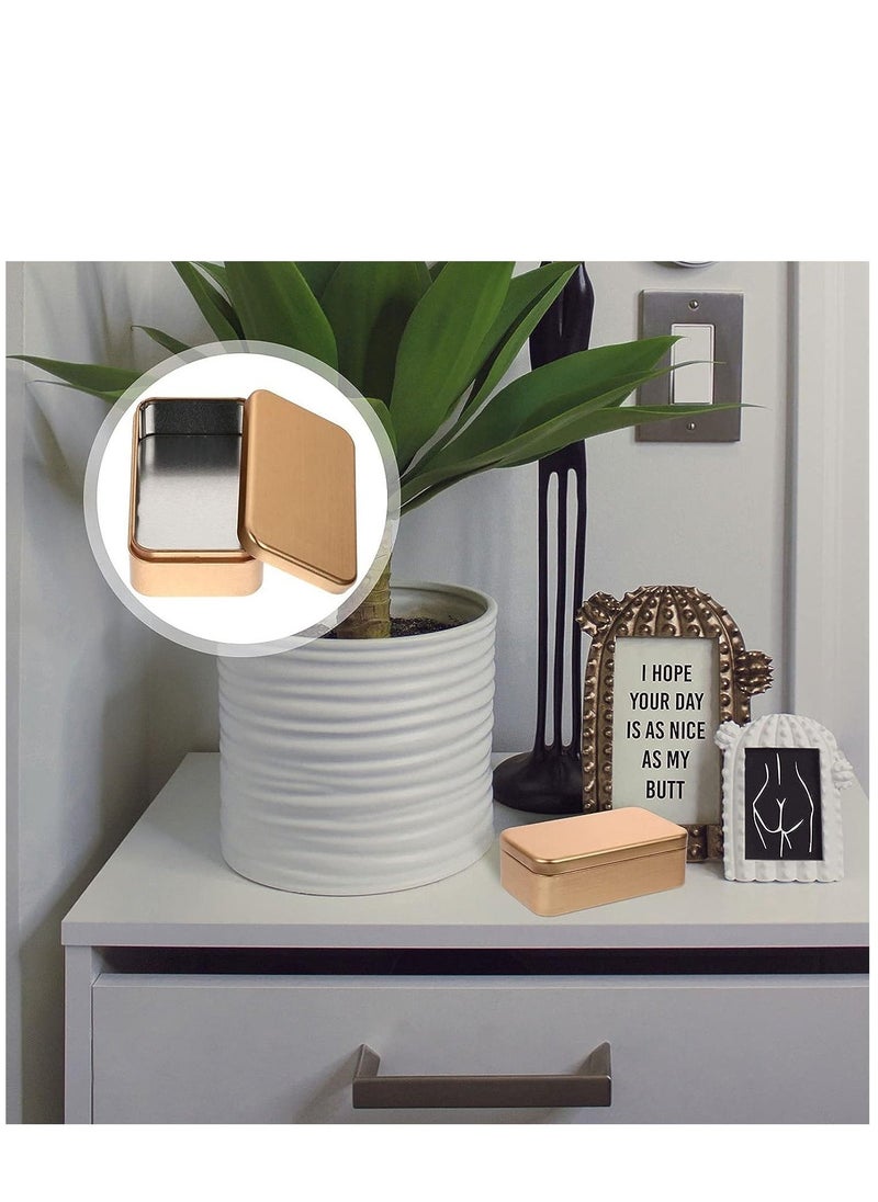 4Pcs Tins Containers Metal Rectangular Empty Hinged Tins Box Portable Storage Box with Lid Small Box Set for Home Organizer(Golden)