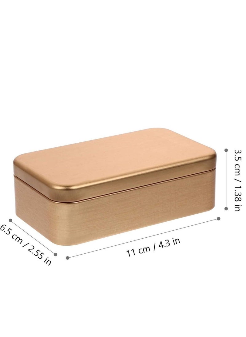 4Pcs Tins Containers Metal Rectangular Empty Hinged Tins Box Portable Storage Box with Lid Small Box Set for Home Organizer(Golden)