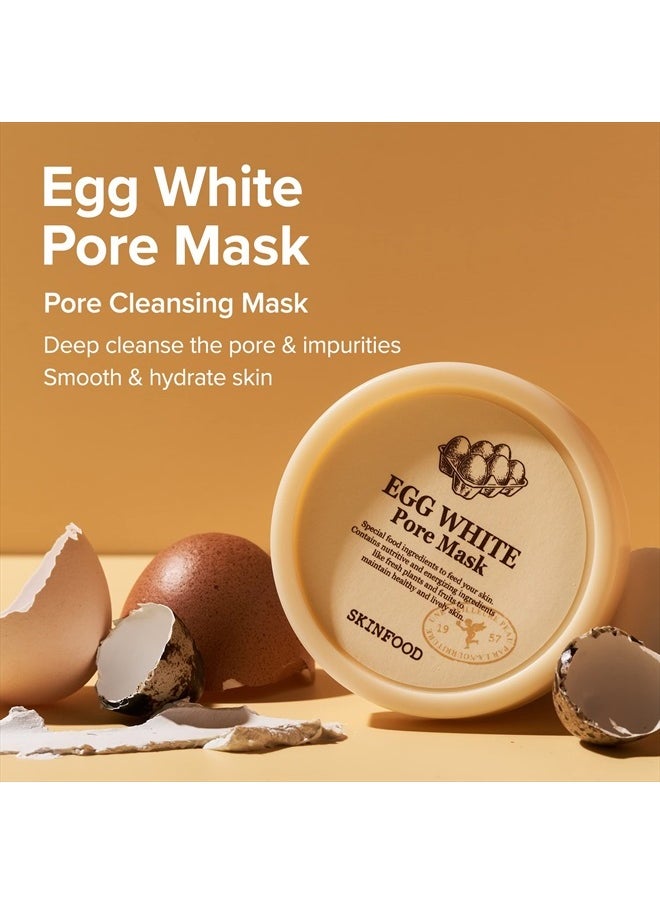 [SKINFOOD] Egg White Pore Mask 120g (4.23 Fl Oz), Clay Mask Pore Tightening Exfoliator, Sebum Absorption Hydra Exfoliant (4.23 oz)