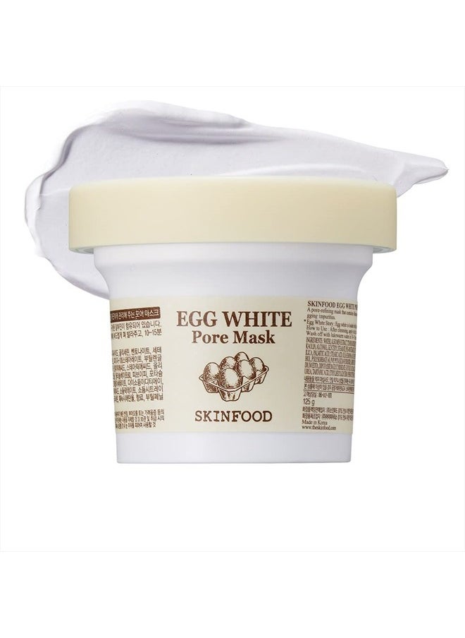 [SKINFOOD] Egg White Pore Mask 120g (4.23 Fl Oz), Clay Mask Pore Tightening Exfoliator, Sebum Absorption Hydra Exfoliant (4.23 oz)