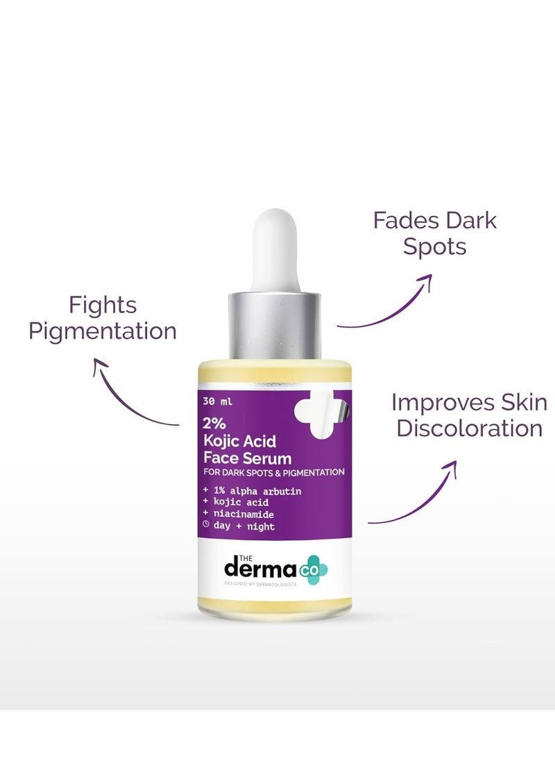 The Derma Co 2% Kojic Acid Face Serum I With 1% Alpha Arbutin & Niacinamide I For Dark Spots & Pigmentation I Anti-Pigmentation Face Serum For All Skin types - 30ml