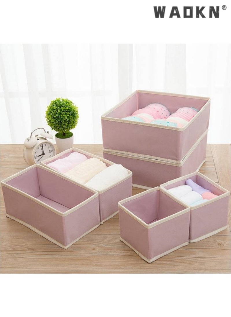 6-Piece Expanded Drawer Organizer Set: Versatile Foldable Closet Solution with Underwear Baskets & Cubes for Maximum Clothing Storage & Organization