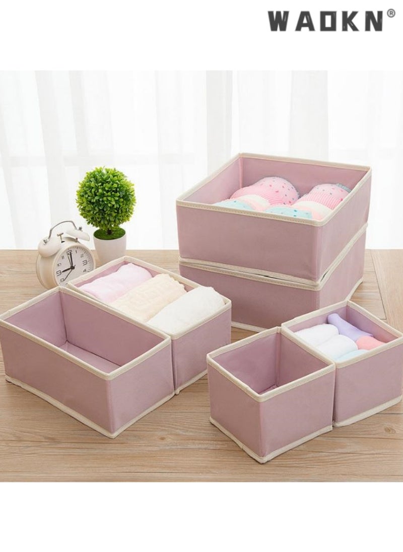 6-Piece Expanded Drawer Organizer Set: Versatile Foldable Closet Solution with Underwear Baskets & Cubes for Maximum Clothing Storage & Organization