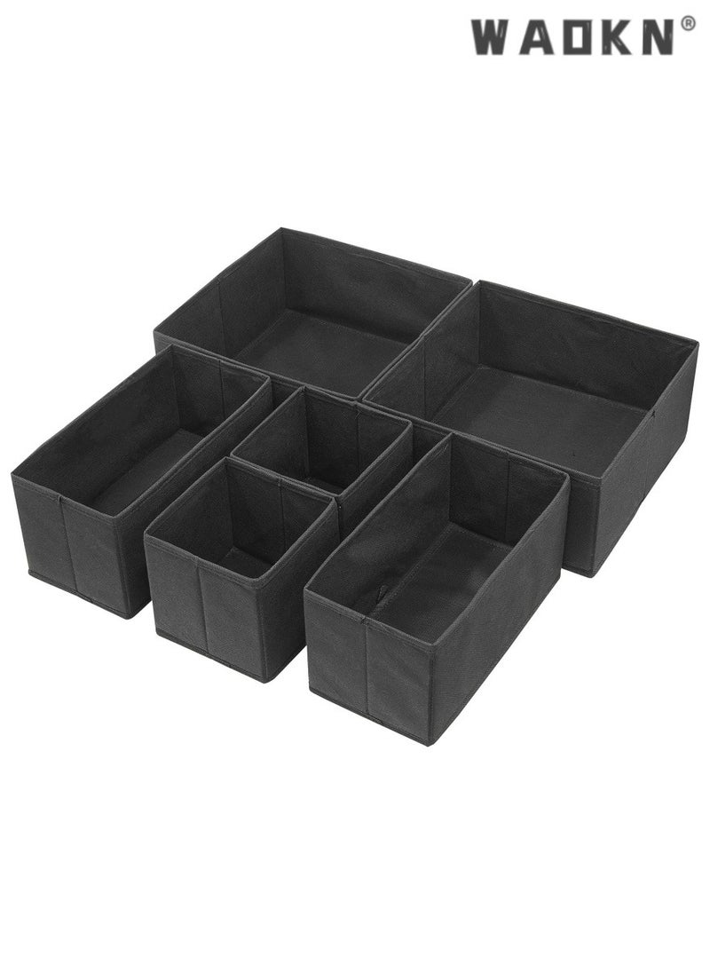 6-Piece Expanded Drawer Organizer Set: Versatile Foldable Closet Solution with Underwear Baskets & Cubes for Maximum Clothing Storage & Organization