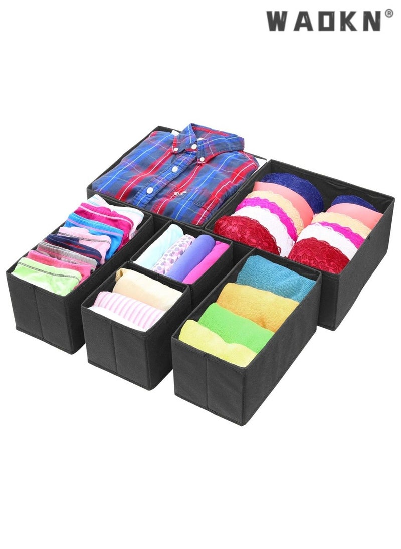 6-Piece Expanded Drawer Organizer Set: Versatile Foldable Closet Solution with Underwear Baskets & Cubes for Maximum Clothing Storage & Organization