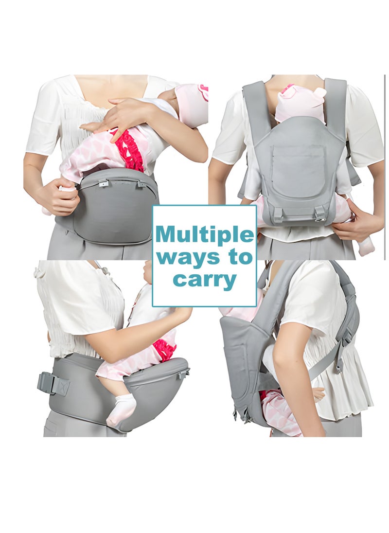 Multifunctional Baby Cradle, Single Stool, Baby Carrier Waist Stool in Light Gray