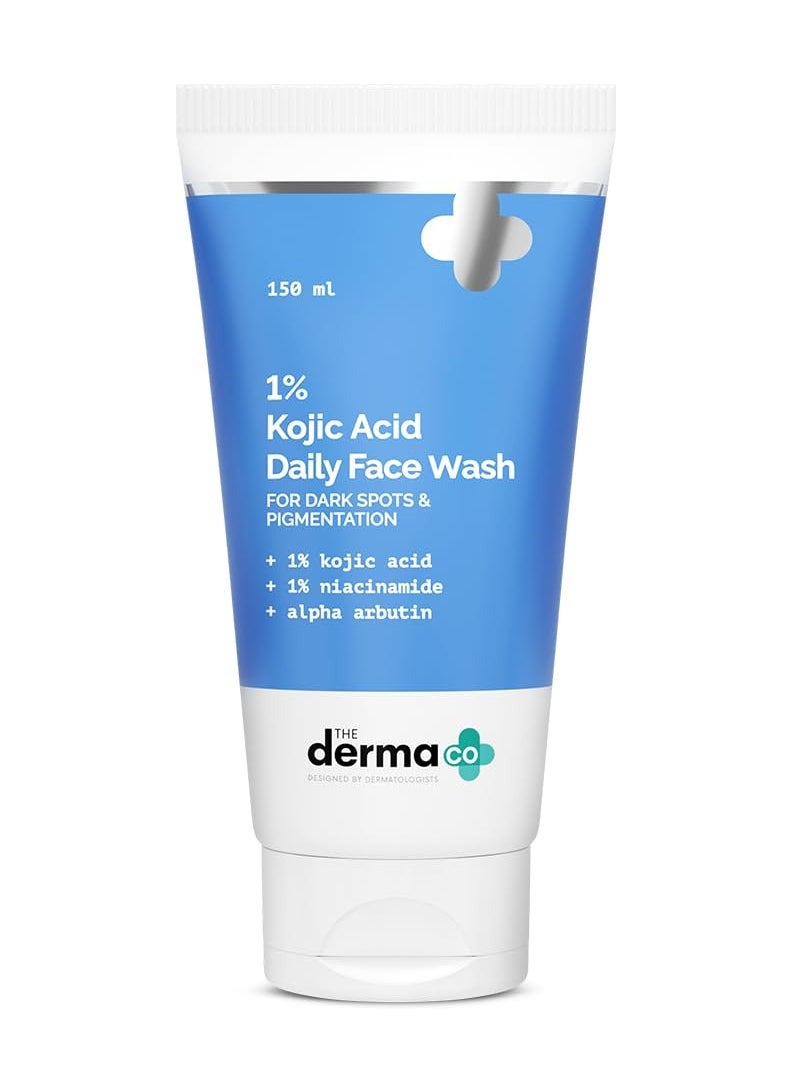 The Derma Co 1% Kojic Acid Face Wash I With Niacinamide & Alpha Arbutin I Reduces Dark Spots & Pigmentation I Cleanses & Brightens Skin I Non-Drying Formula I For All Skin Types - 150 ml