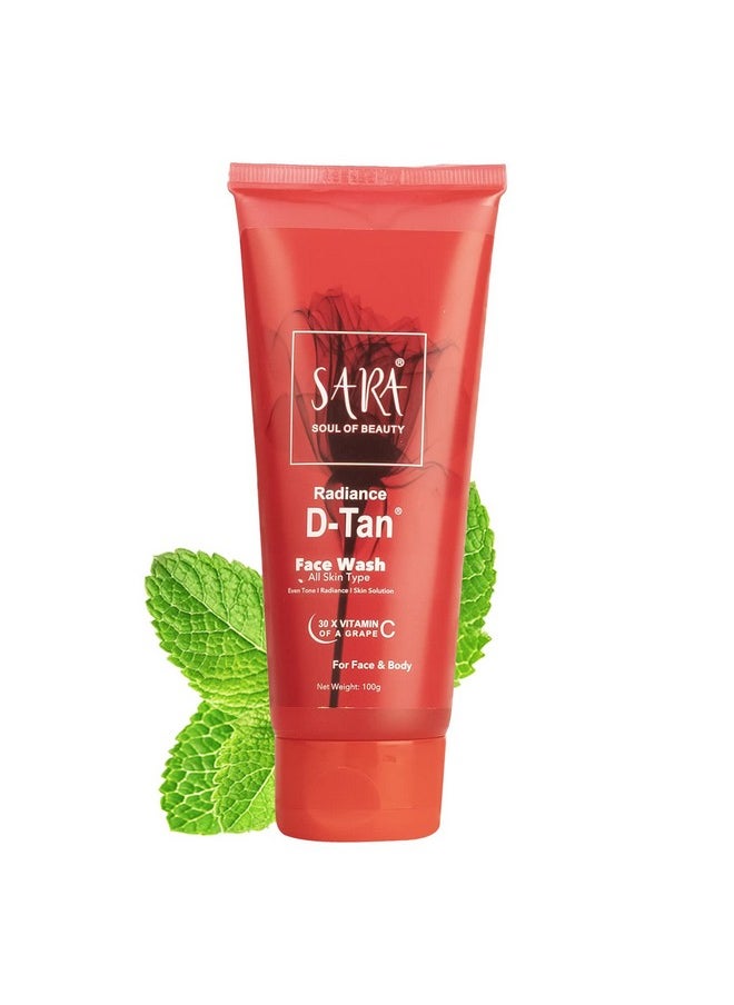 Sara Dtanface Wash ; Perfect For Deep Cleansing And Glowing Skin ; Detan Ideal For All Skin Type 100Gm