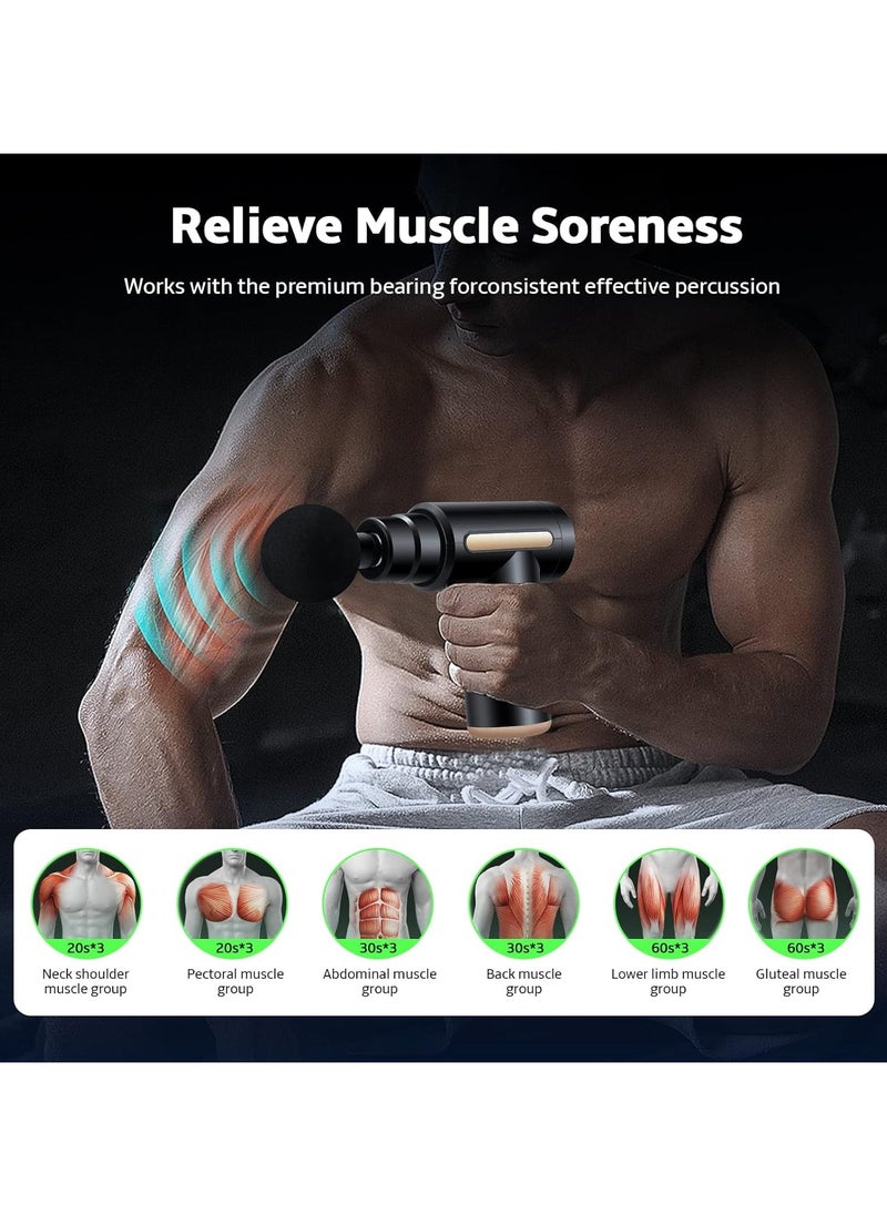 Massage Gun Deep Tissue, Portable 6 Speeds Percussion Muscle Massager with 4 Massage Heads 1800mAh Battery & Type-C Charging, 35dB Super Quiet Massage Gun for Muscle Pain Relief