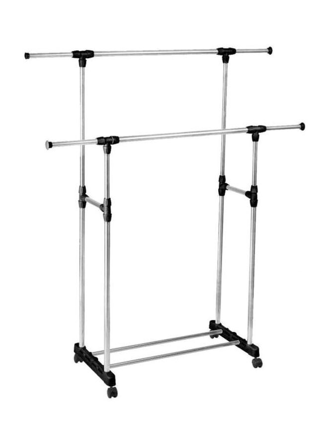 Double Pole Extendable Clothes Rack Silver/Black