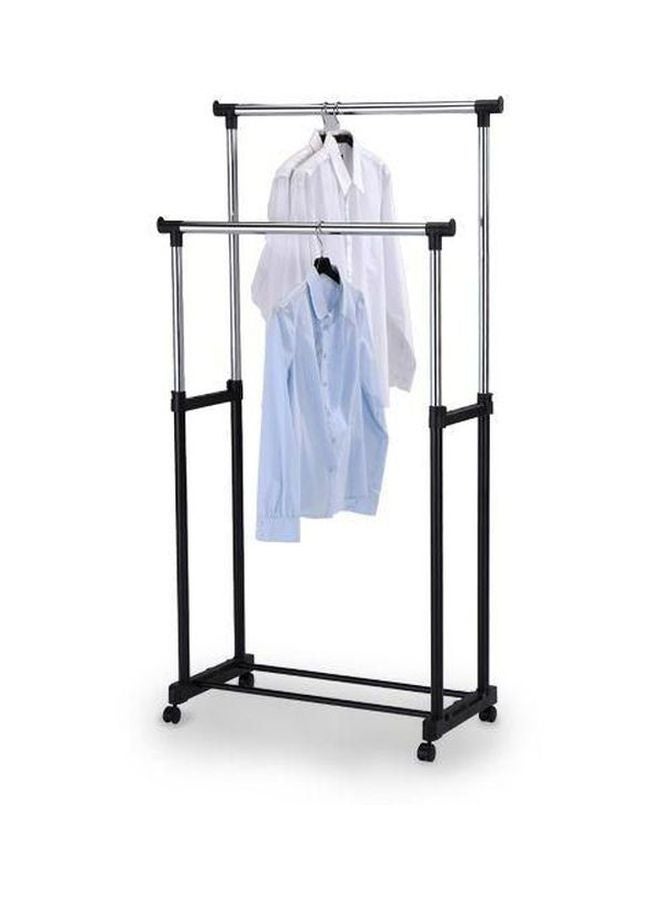 Double Pole Extendable Clothes Rack Silver/Black