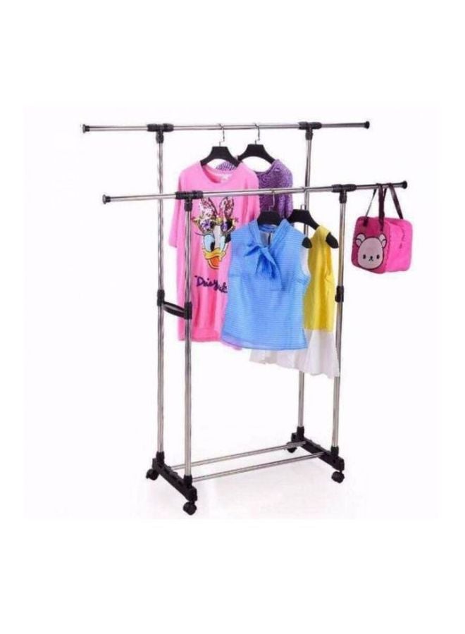 Double Pole Extendable Clothes Rack Silver/Black