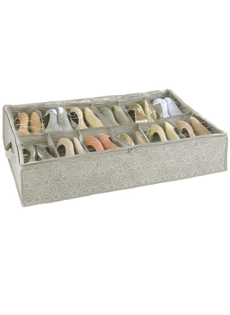 Balance Under-Bed Shoe Storage – Beige Organizer for Efficient Shoe Storage and Space Maximization