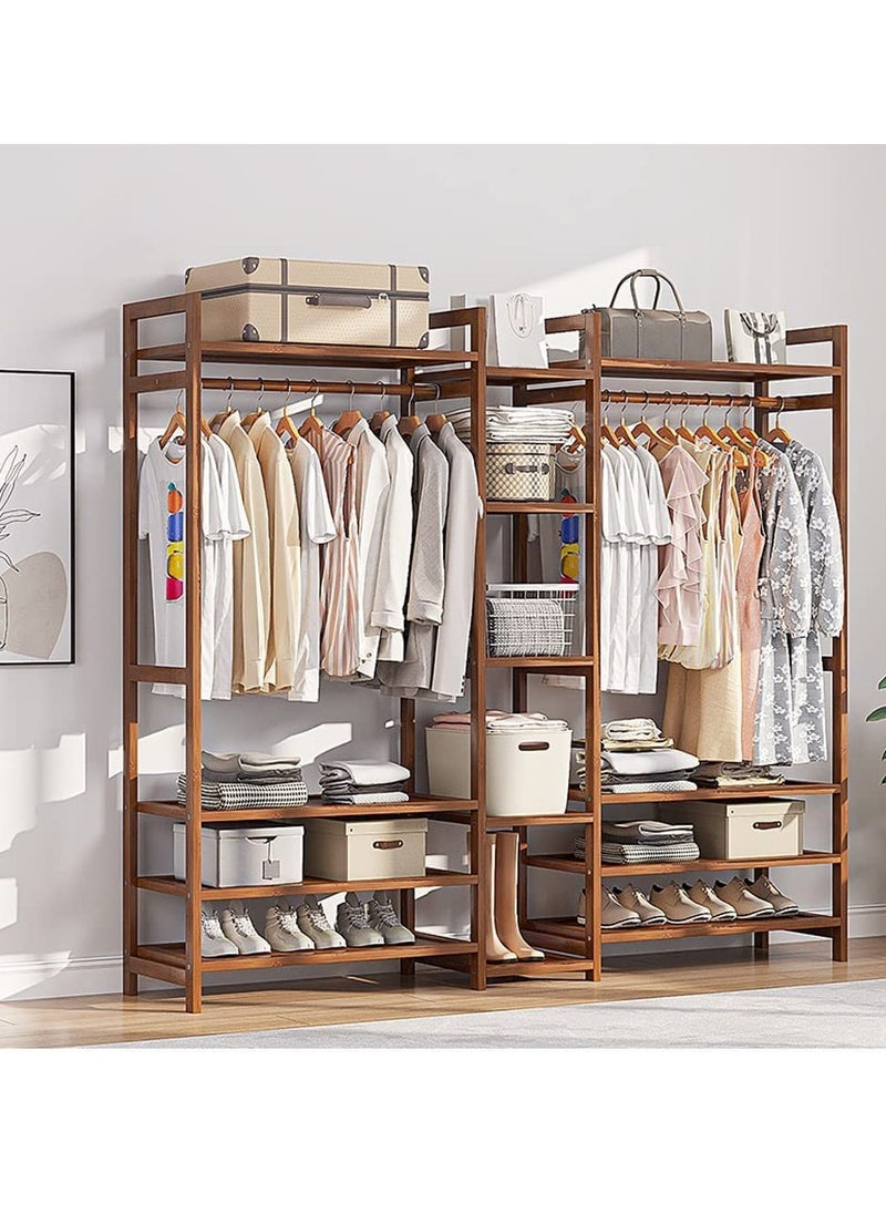 Bedroom solid wood wardrobe, economical shelf, room hanger, floor storage hat shelf. clothes storage (150*170*30)