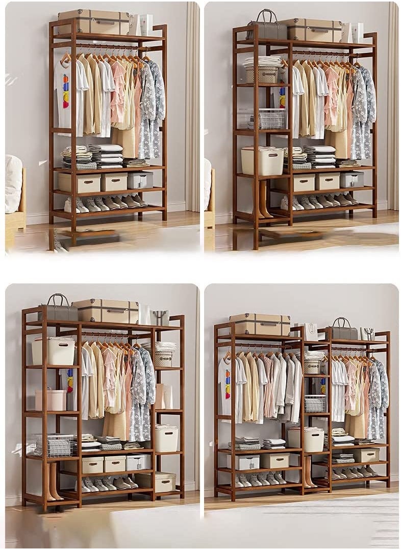 Bedroom solid wood wardrobe, economical shelf, room hanger, floor storage hat shelf. clothes storage